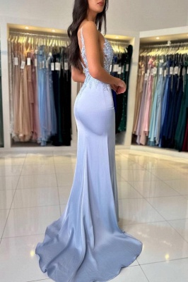 Robes de soirée élégantes longues bleu clair | Robes de bal avec dentelle_2