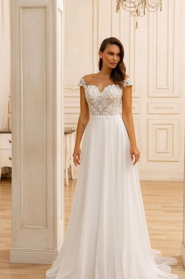 Belles robes de mariée Une ligne simple | Robes de mariée avec dentelle_1