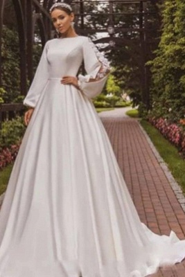 Robes de mariée vintage avec manches | Une ligne de robes de mariée avec de la dentelle_1