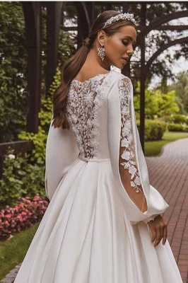 Robes de mariée vintage avec manches | Une ligne de robes de mariée avec de la dentelle_3