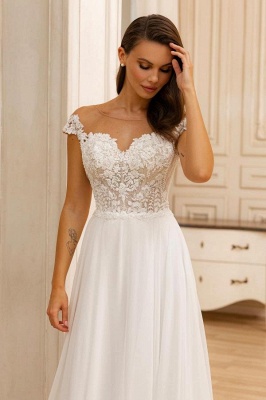 Belles robes de mariée Une ligne simple | Robes de mariée avec dentelle_3