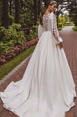 Robes de mariée vintage avec manches | Une ligne de robes de mariée avec de la dentelle_2