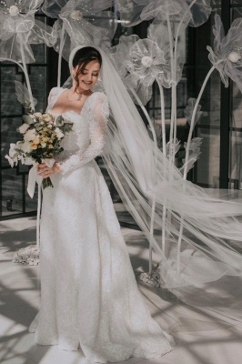 Magnifique robe de mariée ligne A | Robe de mariée avec manches_4