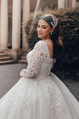 Robes de mariée de luxe avec manches | Robes de mariée princesse en dentelle_8