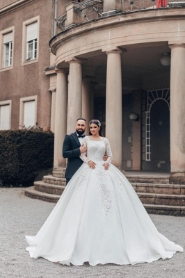 Robes de mariée de luxe avec manches | Robes de mariée princesse en dentelle_2