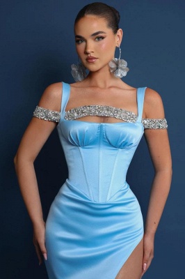 Robes de soirée bleu clair longues simples | Robes de bal à paillettes_2