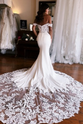 Belles robes de mariée longues en dentelle | Robes de mariée avec train_3