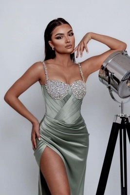 Robes de soirée vert poussiéreux longues pas cher | Robes de bal à paillettes_2