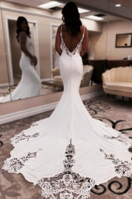 Robes de mariée simples avec dentelle | Robes de mariée sirène_5