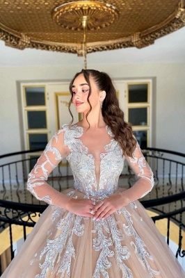 Belles robes de mariée princesse | Robe de mariée en dentelle avec manches_3