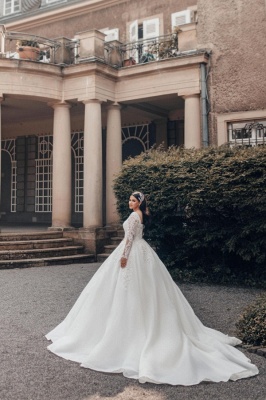 Robes de mariée de luxe avec manches | Robes de mariée princesse en dentelle_4