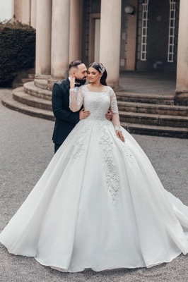 Robes de mariée de luxe avec manches | Robes de mariée princesse en dentelle_1