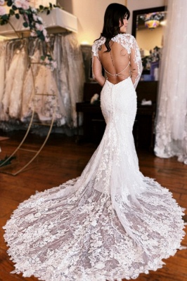 Robe de mariée avec manches en dentelle | Robes de mariée sirène avec dentelle_2