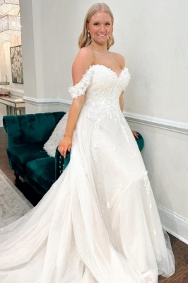 Belles robes de mariée trapèze | Robes de mariée avec dentelle_1