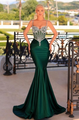 Robe de soirée vert longueur au sol | Robe de bal à paillettes_1