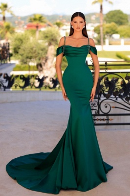 Robes de soirée simples longues | Robes de bal vert pas cher_1