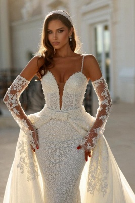 Robe de mariée élégante longue | Robe de mariée simple avec dentelle_4