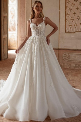 Robes de mariée simples en dentelle | Robes de mariée Une ligne pas cher_1