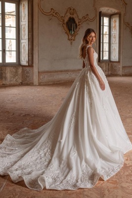 Robes de mariée simples en dentelle | Robes de mariée Une ligne pas cher_3