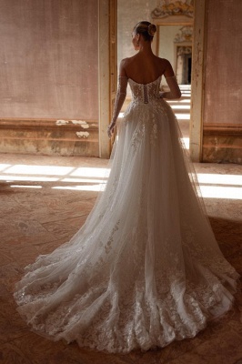 Robe de mariée A-ligne | Robe de mariée en dentelle et tulle_2