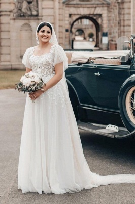 Robes de mariée simples avec dentelle | Robe de mariée bohème ligne A