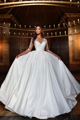 Belles robes de mariée princesse | Robe de mariée à manches longues