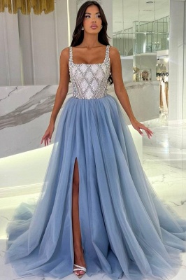 Magnifique robe de bal longue bleue | Robes de soirée en tulle_1