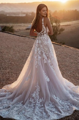 Robe de mariée en dentelle A-line | Robe de mariée dos nu_2