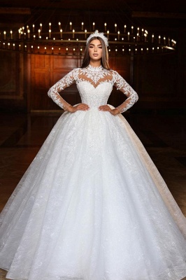 Robe de mariée pas cher princesse avec dentelle | Robe de mariée élégante avec manches