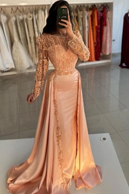 Robe de soirée longue avec dentelle | Robe de bal manches longues