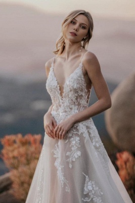 Robes de mariée modernes avec dentelle | Mode nuptiale A-line en ligne_4