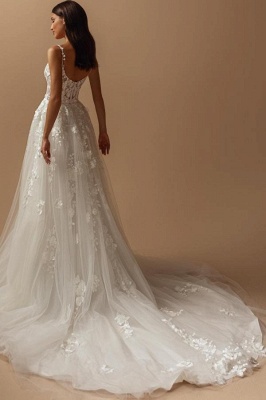 Belles robes de mariée A-line | Robe de mariée en dentelle et tulle_2