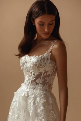 Belles robes de mariée A-line | Robe de mariée en dentelle et tulle_3