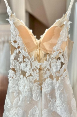 Robes de mariée simples Une ligne de vêtements de mariée en dentelle en tulle_4