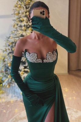 Robes de bal vert foncé, robes de bal longues simples avec des paillettes_2