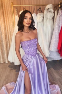 Robes de bal lilas longues avec des robes de bal à paillettes robes de soirée simples_2