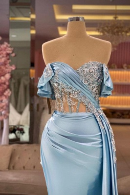 Robes de soirée élégantes, robes de bal longues bleues à paillettes_2