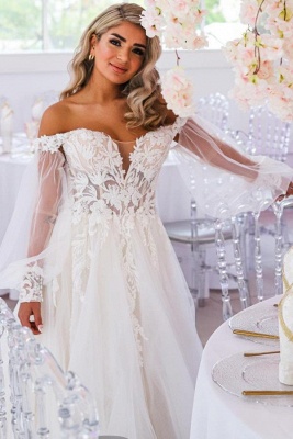 Belles robes de mariée Une ligne de robes de mariée en tulle avec dentelle_2