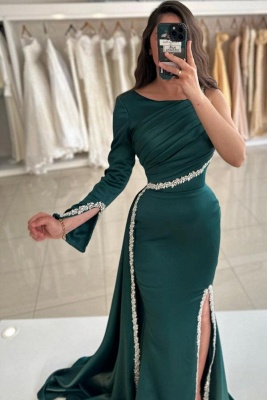 Robe de bal verte à manches longues | Robes de bal longues_3