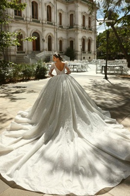 Robes de mariée extravagantes, manches longues, robes de mariée à paillettes, princesse_2