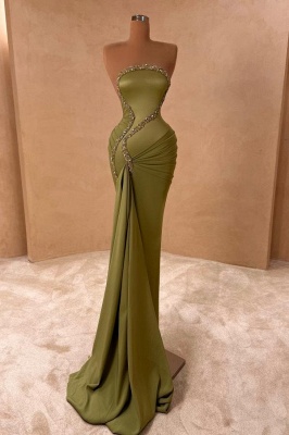 Robe de bal vert olive longue sirène robes de bal pas cher