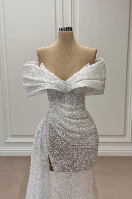 Robes de soirée de créateurs longues robes de bal blanches avec des paillettes_2