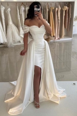 Robe de soirée simple longue en satin blanc Robe de bal Robe de bal