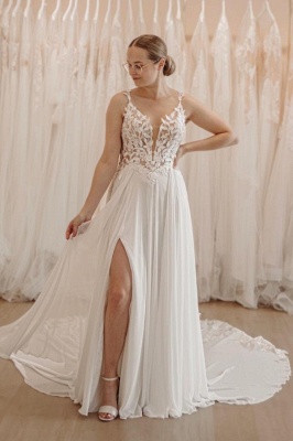 Robes de mariée simples avec dentelle Robe de mariée bohème A Line