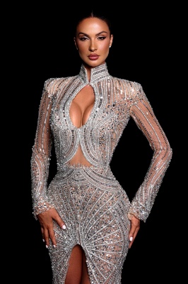 Robes de soirée extravagantes, robes de bal longues à paillettes avec manches_4