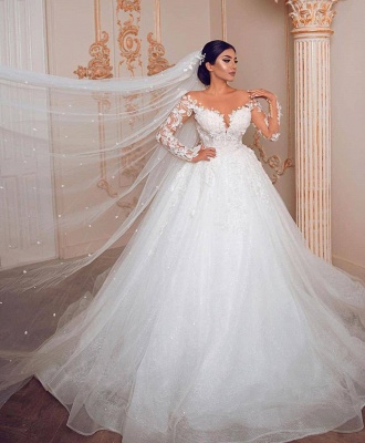 Belles robes de mariée à manches | Robe de mariée en dentelle princesse_2