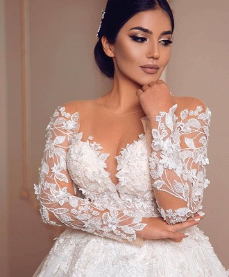 Belles robes de mariée à manches | Robe de mariée en dentelle princesse_4