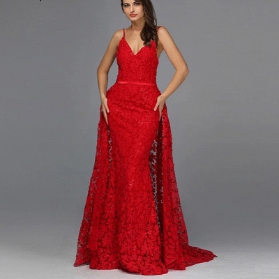 Robes de soirée élégantes longues rouges | Tenue de soirée avec dentelle_3