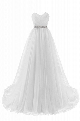 Robe de soirée A-ligne tulle épaules nues avec cristaux | Robe de bal A-ligne longue chic_1