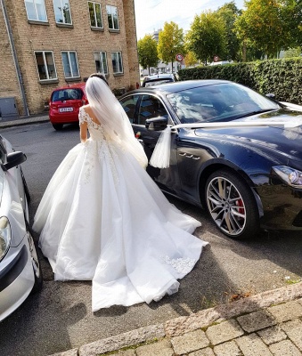 Robe de mariée de créateur à manches | Robes de mariée en dentelle Une ligne_5